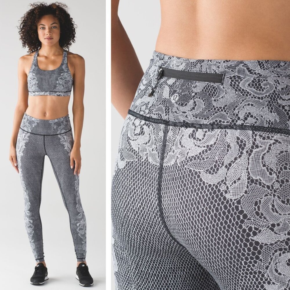 Lululemon Speed Wunder Tight In Florence Speed Wunder 50 G White Black Size 4